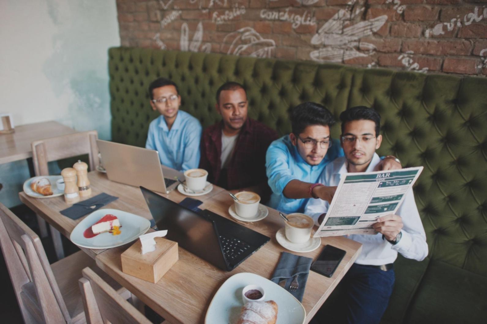Business professionals collaborating on financial planning and forecasting strategies